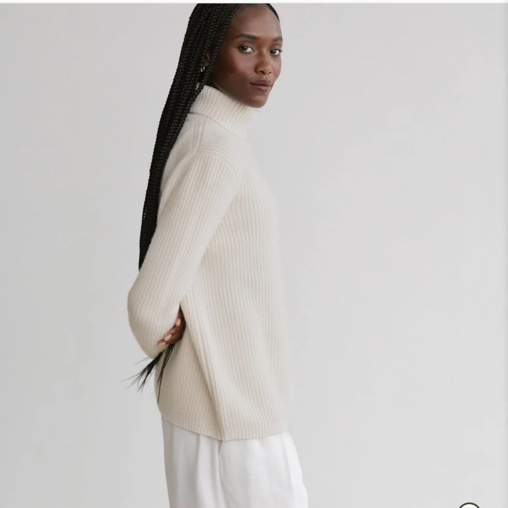Jenni Kayne ivory medium cashmere turtleneck $695 (small spots) see photos